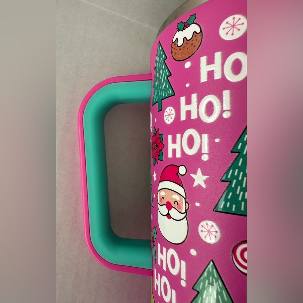 Meoky 40oz Festive Pink Holiday Tumbler with Straw - Picture 13 of 17